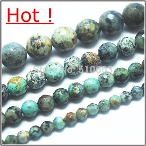 Nature faceted african turquoisee stone beads accessories charms mens bracelet making size 4mm 6mm 8mm 10mm
