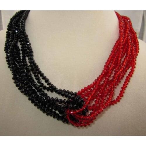 Mixed Color Crystal Necklace Chokers Necklace Multilayer Twist Necklace Black Red White Fashion Jewelry Free Shipping