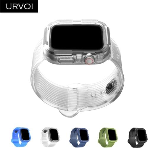 URVOI Jelly case band for apple watch series 5 4 strap for iwatch 40 44mm 2 in 1 frame protector wrist candy color antishock