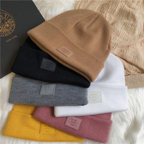 New woolen hat womens autumn and winter solid color knitted hats tide lovers hats mens wild warm cold hats beanie winter hat
