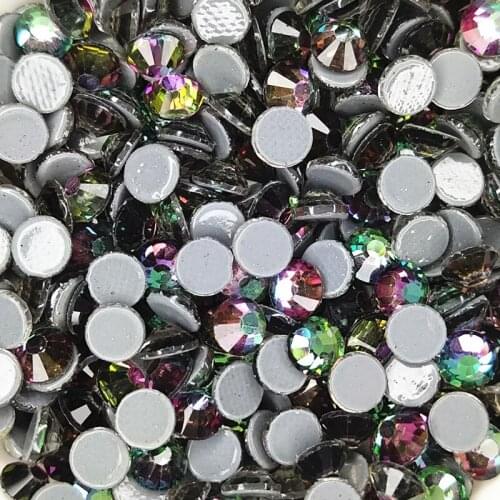 Top Quality Green Volcano Hot fix Rhinestones Super glitter Glass Strass Iron On stones For Fabric garment/Clothes DIY