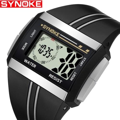 Synoke Personalized Electronic Watch Southeast Asia Square Watch Multi-Function Waterproof Luminous Watch Mens Large Screen