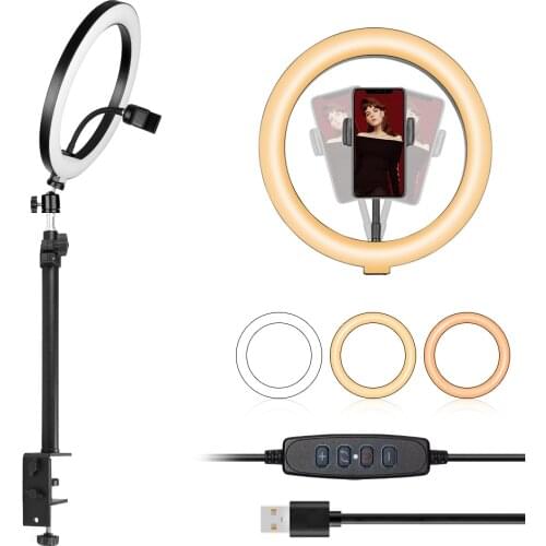 Universal Table Desk C-Clamp Mount Adjustable Holder 26cm Ring Light LED Photography Fill Light For Youtube Live Video Streaming