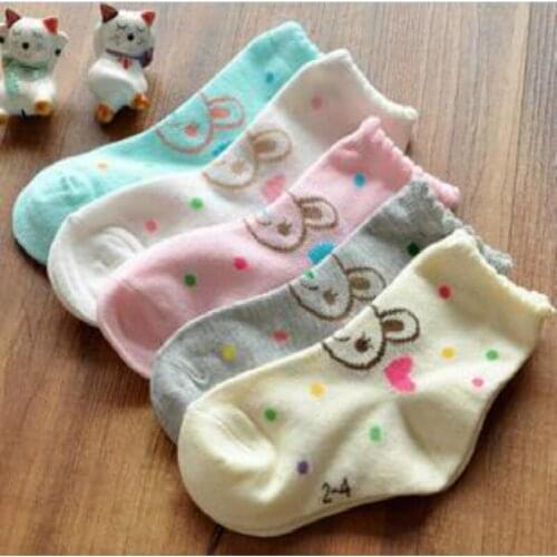 Spring Summer Baby Sock Candy Color Toddler Kids Girl Ankle Stylish Cartoon Rabbit Warm Cotton Socks 10pair/lot