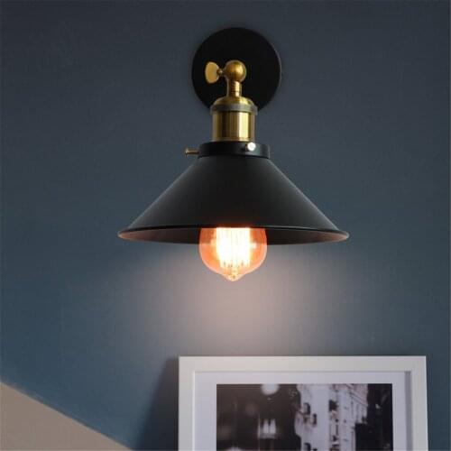 NEW Vintage Loft LED Wall Lamp For Home Industrial Decor Retro Bathroom Lighting Iron Lampshade E27 Edison Bedroom Wall Light