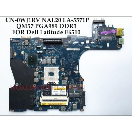 High quality CN-0WJ1RV NAL20 LA-5571P FOR Dell Latitude E6510 Laptop Motherboard 0WJ1RV QM57 PGA989 DDR3 Fully Tested