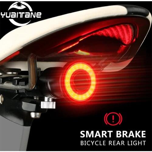 Powerful Auto Brake Taillight For Bicycle Bike Rear Light Brake Sensing IPX6 Waterproof LED Flashlight USB Charging Cycling lamp