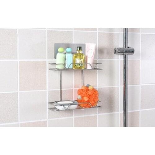 1PC Steel Two Layer Storage Basket Bathroom Products Luxury Cosmetic Storage Bathroom Shelf Holder Bathroom Accessories OK 0722