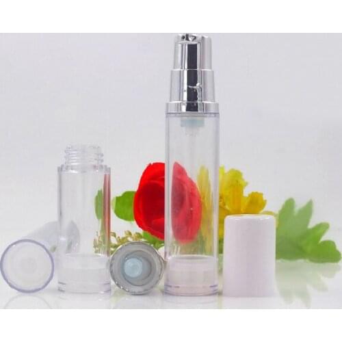 10ML clear airless plastic bottle whole silver pump lid lotion emulsion serum mist sprayer hyaluronic toner skin care packing