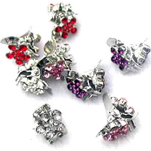 New 12pcs lot 4stone colors equally mixed metal mini flower charm claw clip pets or girls hair accessories