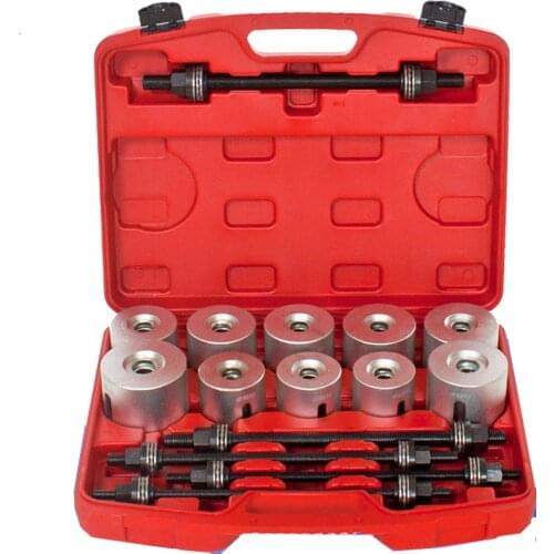 27PCS Set Aluminium Alloy Car Bushings Bearing Disassembly Tools Iron Sets Rubber Sleeve Extractor Chassis Press Pull Sleeve Kit