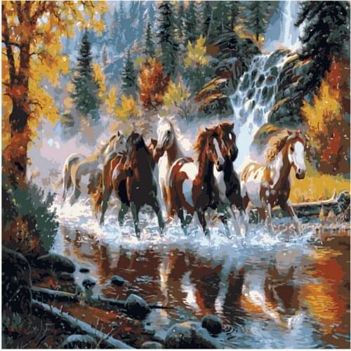 40*50cm cuadros decoracion vintage home decor canvas painting wall pictures for living room painting by numbers Horse river