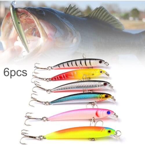 6pcs / set Multicolor Floating Minnow Fishing Lures 4.5g 7.5cm Pesca Jig Fishing Hook Artificial Bait Kit