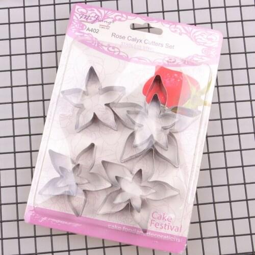 7pcs/set Stainless Steel Rose Flower Petal Calyx Cake Cutter Slicer Set Pastry Biscuit Fondant Mold Cake Decorating Tools A402