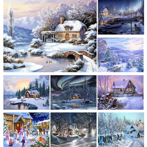 5D DIY Diamond Painting Winter Snow Embroidery Lying Diamond Carving Kit Exquisite Decorative Art Gifts Can Be Customized