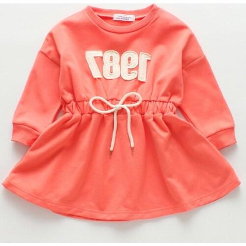 Amya Baby Boutique Kids Clothes Fall Girls Long Sleeve Dress Orange Casual Toddler Girl Clothing Back To School Kids Dresses