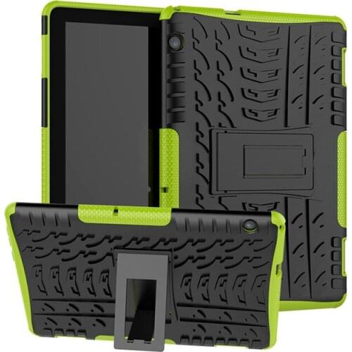 Armor Shockproof Silicone Hybrid Case with Kickstand for Huawei Mediapad T5 10.1 Inch Tablet Protective Back Cover+Stylus