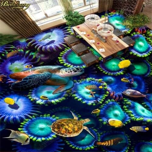Beibehang Custom Photo Wallpaper Floor Painting Underwater World Sea Turtle Water Plant 3D Floor 3D Drawing papel de parede