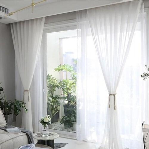 White Rod Curtain Window Treatment For Bedroom, Living Room