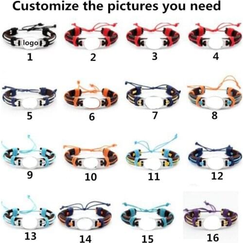 18*25mm Photo Pictures Logo Customized Customer Made Genuine Leather Bracelets & Bangles for Man Woman Jewelry Dropshipping