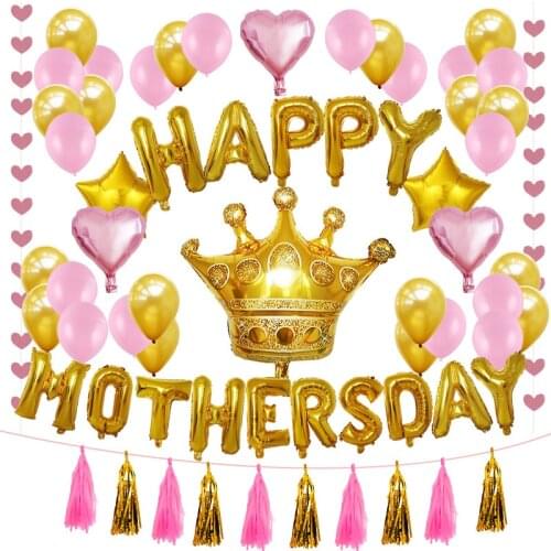 Mothers Day Balloon Set 16inch Rose Gold Letter Foil Thanksgiving Mother Blessing Celebration Party Decor Balloon Favor