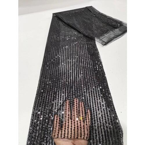 Cheap Black African French Tulle Lace Fabric 2020 High Quality Lace Shiny Nigerian Ghana Lace Dress With Sequins Clothing Sewing