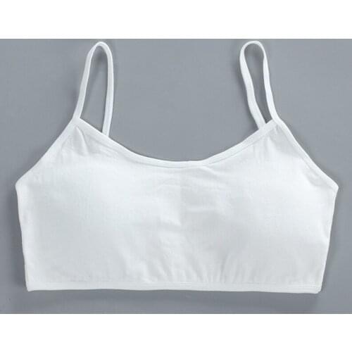 Girls Soft BraTeenager Cotton Blend Camisole Ladies Underwear Sports Bra Unadjustable Bra With Chest Pad Kid Seamless Clothing