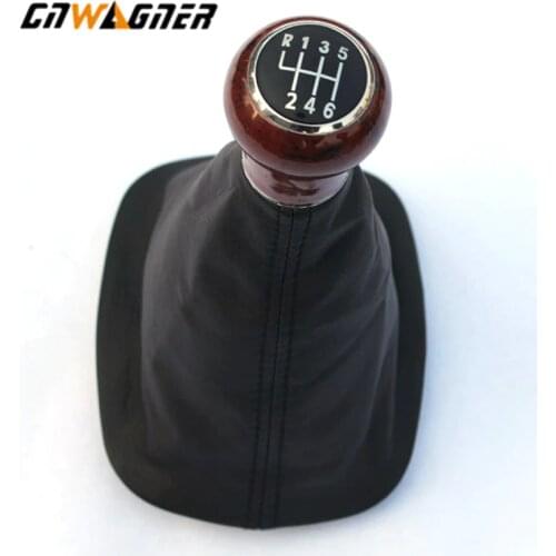 For Passat B5.5 2001 2002 - 2005 Car Styling 5 / 6 Speed Gear Shift Knob With Real PU Leather Boot Wooden Auto Parts