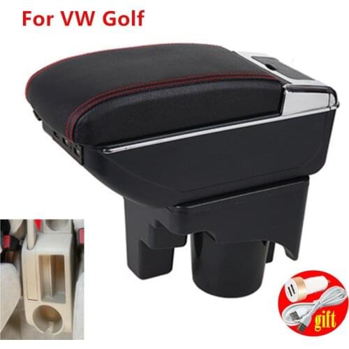 FOR VW golf V Armrest box FOR VOLKSWAGEN GOLF 5 MK5 V GOLF 6 MK6 VI Interior Car Armrest Center Storage box with USB LED light