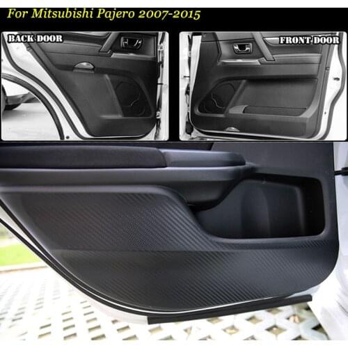 Brand New 1 Set Interior 3D Carbon Fiber Doors Side Edge Anti-kick Protection Pad Sticker For Mitsubishi Pajero 2007-15