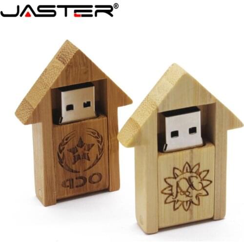 JASTER DIY Custom Logo Photo Texts House Wooden Pattern USB 2.0 Flash Pen Drive 4GB 8GB 16GB 32GB 64GB 128GB External storage