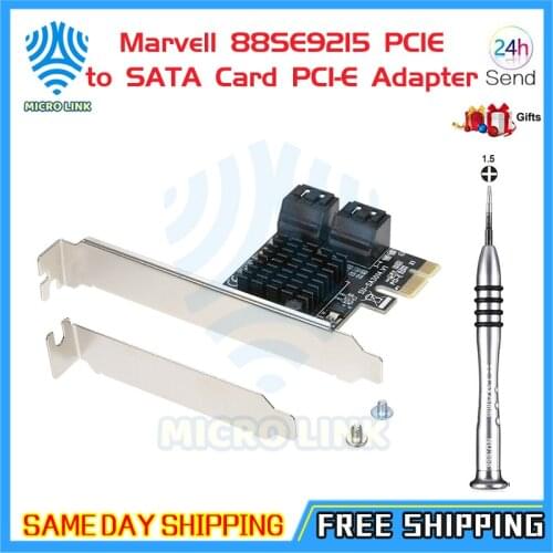 Mlc Marvell 88SE9215 PCIE to SATA Card PCI-E Adapter PCI Express to SATA3.0 Expansion Card 4Port SATA III 6G for SSD HDD IPFS Mi