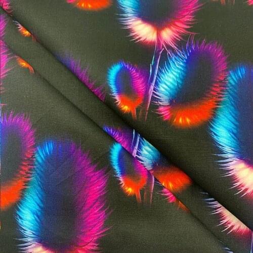 Beautiful 100% Cotton Fabric Black Bottom Colour Feather Pattern Digital Print Sewing Material DIY Home Patchwork Dress Clothing