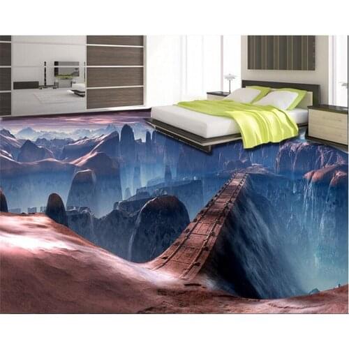 Beibehang Beautiful fashion advanced decorative painting wallpaper game scene bridge 3d flooring three - dimensional painting