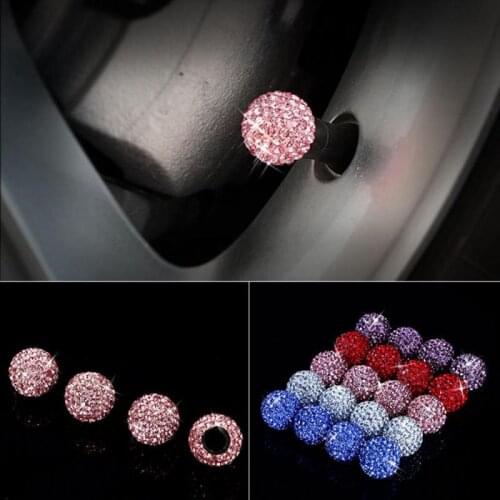 4PCS Crystal Car Tire Valve Caps Diamond Shining Dust-proof Wheel Valve Cover Vehicle Bling Car Charms Decor Car Accessories