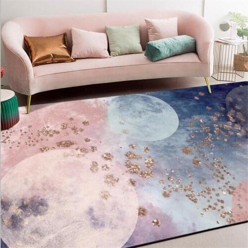 Sweet Pink Moon Golden Abstract Oil Painting Living Room Girl Bedroom Kitchen Bedside Carpet Floor Mat