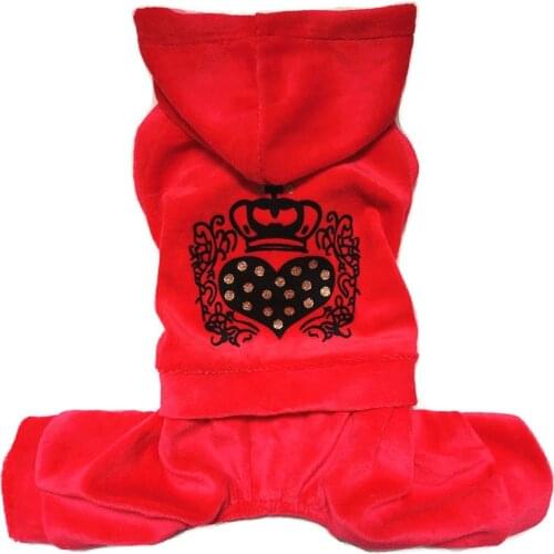 Soft Pet Dog Velvet Coat Jacket Clothing Cat Puppy Hoodies Jumpsuit Clothes Rhinestones Design 4 sizes Drop Shipping
