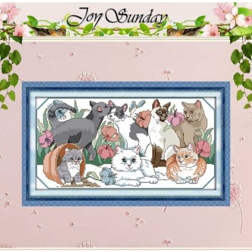 The Cat Party Counted Cross Stitch 11CT 14CT Cross Stitch Set Wholesale DIY animals Cross-stitch Kit Embroidery Needlework
