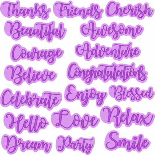 Enjoy Relax Cherish Believe Blessed Stacked Words Metal Cutting Dies For DIY Scrapbooking Embossing Paper Cards Crafts New 2019