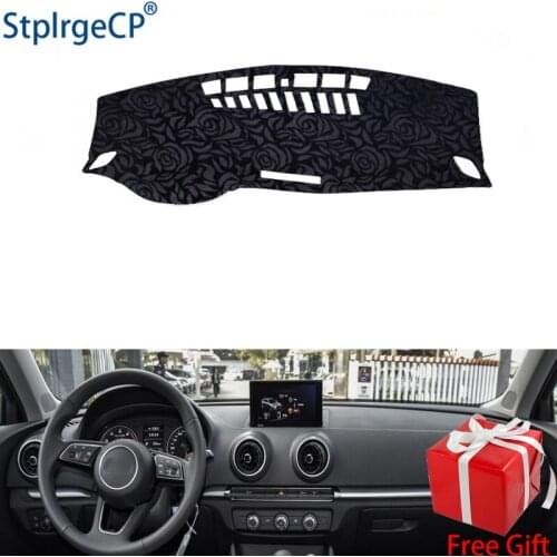 Latest Rose Pattern Non-slip Car Dashboard Cover Dash Mat Pad DashMat ANti-UV Car Sticker for AUDI A3 S3 2014-2019 Car Styling