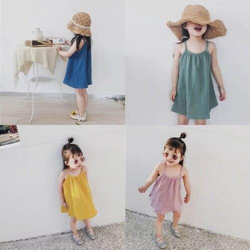 2-6 Years Girls Sleeveless Dress Girl Clothes Summer Kids Princess Dress Cute Candy Color Sling Dress Kid Outfit High Quality
