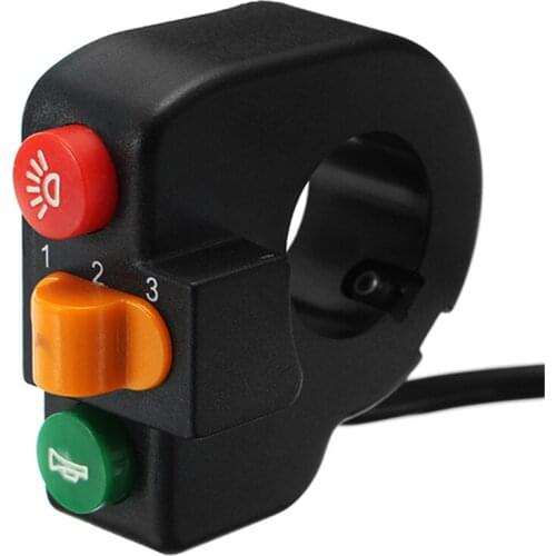 25mm 0.98inch Motorcycle ATV Bike Scooter Handlebar Switch Horn Headlamp 3 Speed Shift Gear On Off 3 in 1