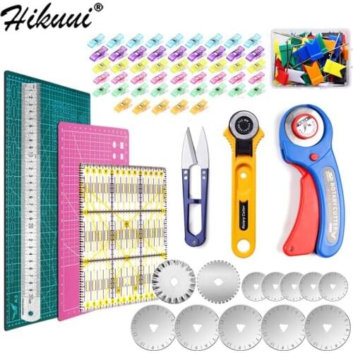 Professional Rotary Cutter Blade Compatible Patchwork Ruler Self-Healing Double-Sided PVC Cutting Mat Leather Tool Set Sewing