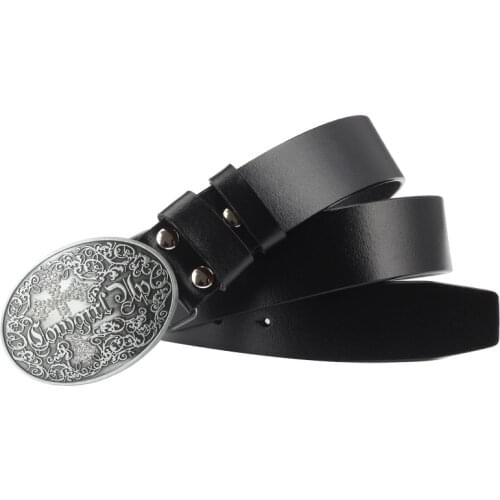 The European and American style cross letters belt buckle genuine leather decorative individuality