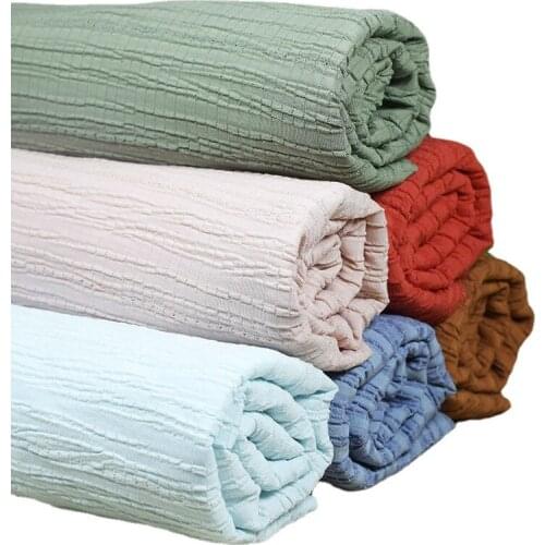 Width 55'' Pleather Drapery Micro Stretch Crinkly Light Cotton Fabric By The Yard For Shirt Dress Scarf Material