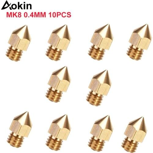 10pcs 0.2 0.3 0.4 0.5 0.6 0.8 1.0 mm MK8 Extruder Nozzle 1.75mm 3.0mm for 3D Printer Makerbot Anet A8 Creality CR-10 CR-10S S4