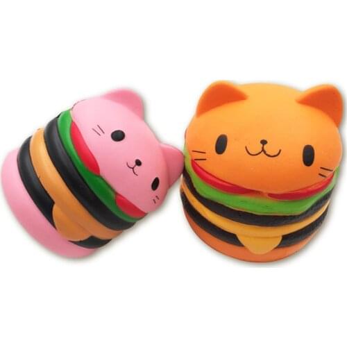 Cartoon Cat Burger Squishes Toy Squishy Slow Rising Squeeze Toy Charm Stress Reliever Toys for Children Stress Squeeze toy