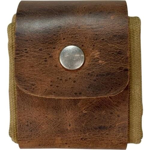 Outdoor Leather and Canvas Bushcraft Bag, Canvas Foraging Pouch for Hiking, Treasures & Seashells Easy Looping Around Belts Bag