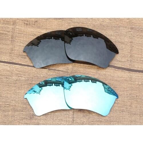 Vonxyz 2 Pairs Stealth Black & Ice Mirror Polycarbonate Replacement Lenses for-Oakley Half Jacket XLJ Frame