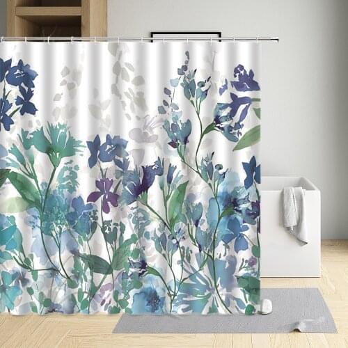 Blue Floral Bird Shower Curtain Green Leaf Parrot Banana Leaf Toucan Waterproof Cloth Bathroom Decor Bath Screen With Hooks